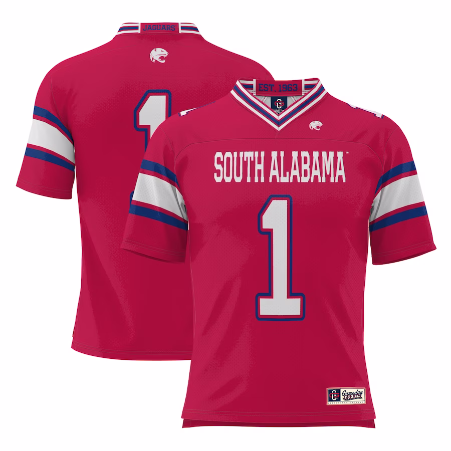 #1 South Alabama Jaguars GameDay Greats Youth Football Jersey - Red - Ujersey Shop