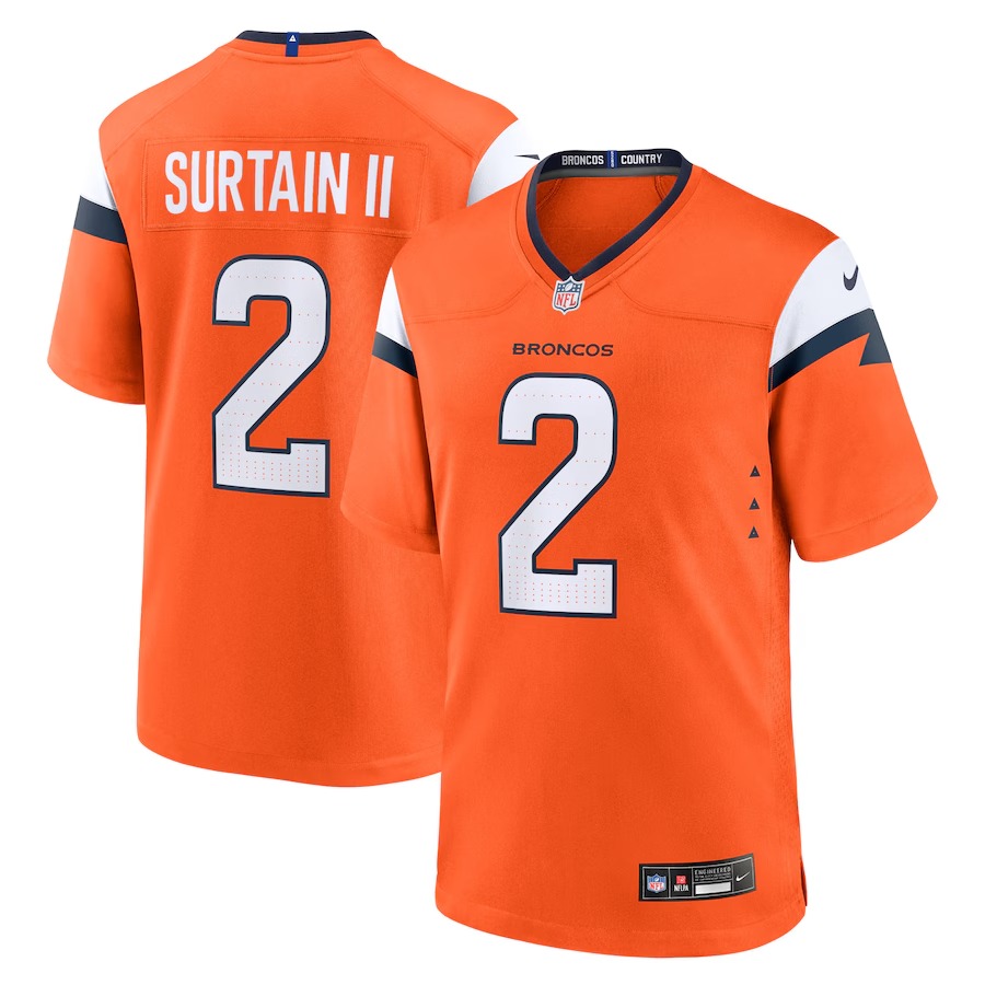 Men's Denver Broncos Patrick Surtain II Nike Orange Game Jersey - Ujersey Shop