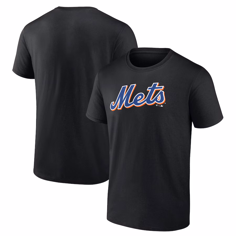 Men's New York Mets Black Official Team Logo T-Shirt - Ujersey Shop