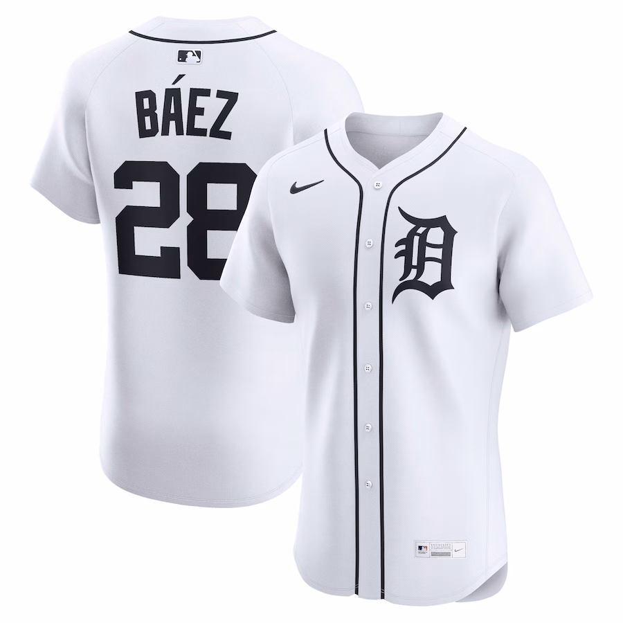 Men's Detroit Tigers Javier Báez Nike White Home Elite Jersey - Ujersey Shop