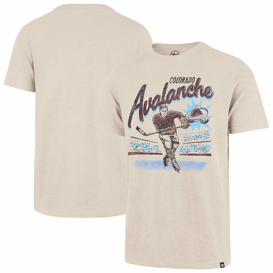 Men's Colorado Avalanche '47 Natural Hockey Player Golden Age Scrum T-Shirt - Ujersey Shop