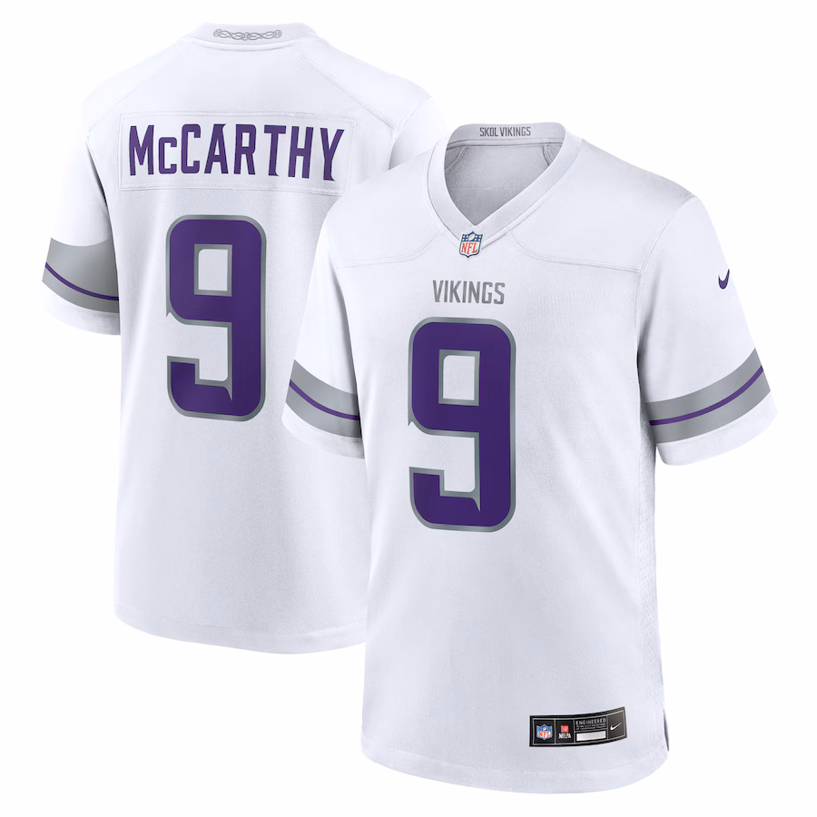Men's Minnesota Vikings J.J. McCarthy Nike White Alternate Game Player Jersey - Ujersey Shop