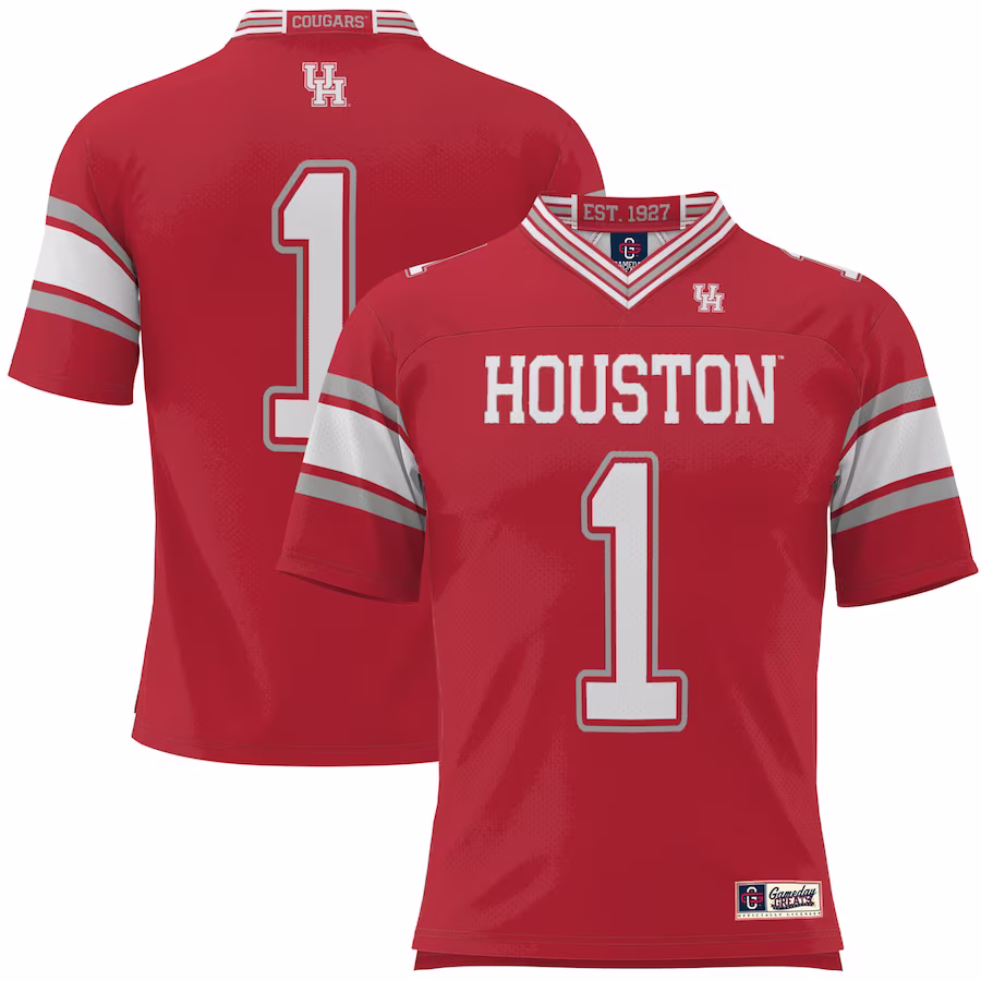#1 Houston Cougars GameDay Greats Youth Football Jersey - Red - Ujersey Shop