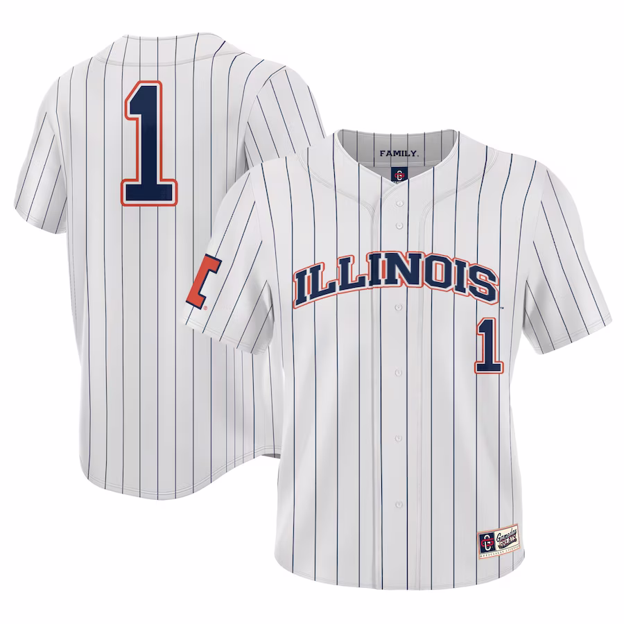 #1 Illinois Fighting Illini GameDay Greats Youth Lightweight Baseball Jersey - White - Ujersey Shop