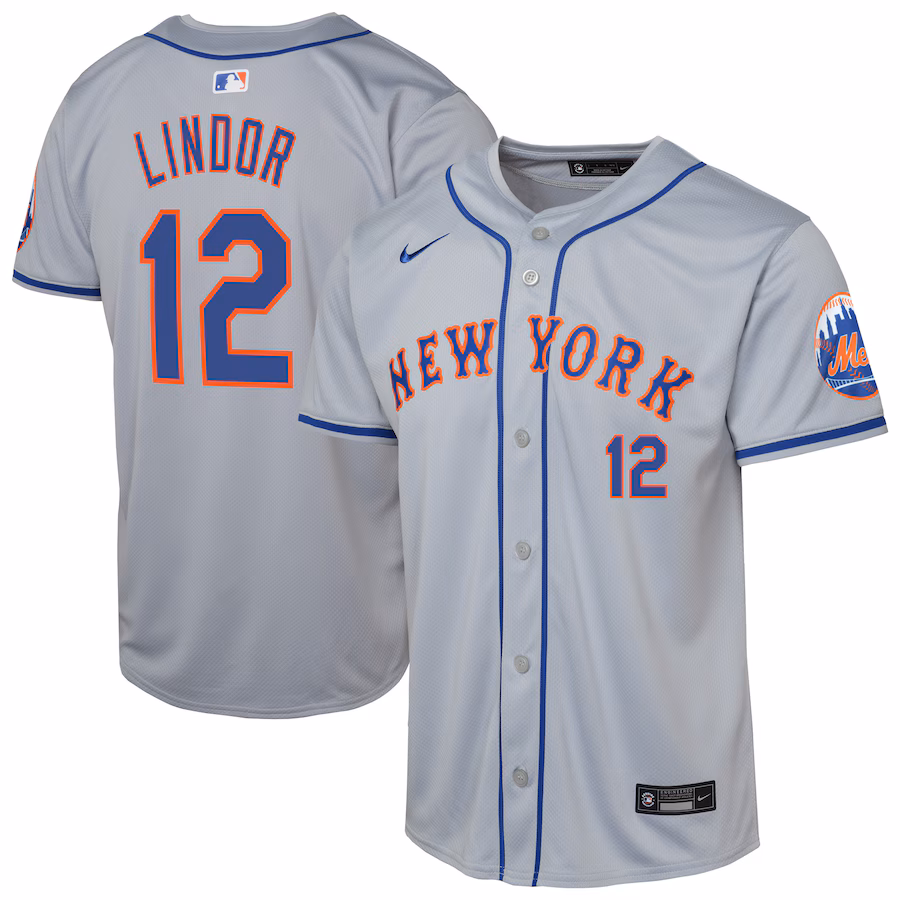 Youth New York Mets Francisco Lindor Nike Gray Road Limited Player Jersey - Ujersey Shop