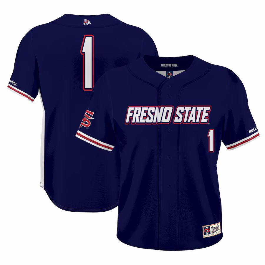 #1 Fresno State Bulldogs GameDay Greats Lightweight Baseball Jersey - Navy - Ujersey Shop