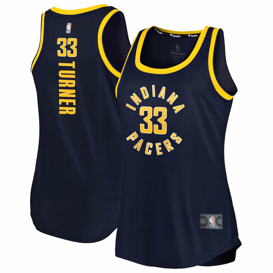 Women's Indiana Pacers Myles Turner Fanatics Navy Fast Break Tank Jersey - Icon Edition - Ujersey Shop