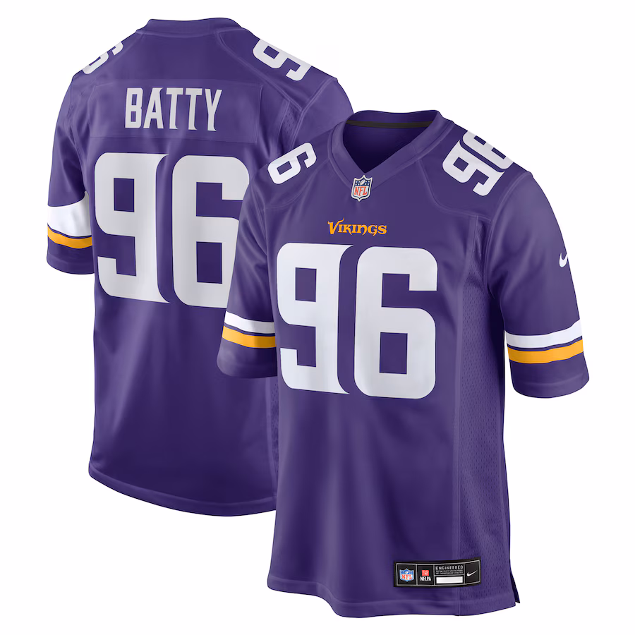Men's Minnesota Vikings Tyler Batty Nike Purple Team Game Jersey - Ujersey Shop