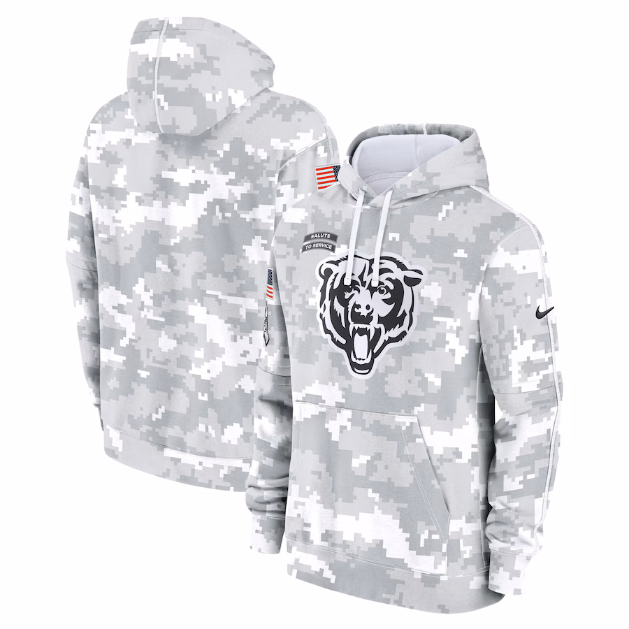 Men's Chicago Bears Nike Arctic Camo 2024 Salute To Service Big & Tall Club Fleece Pullover Hoodie - Ujersey Shop