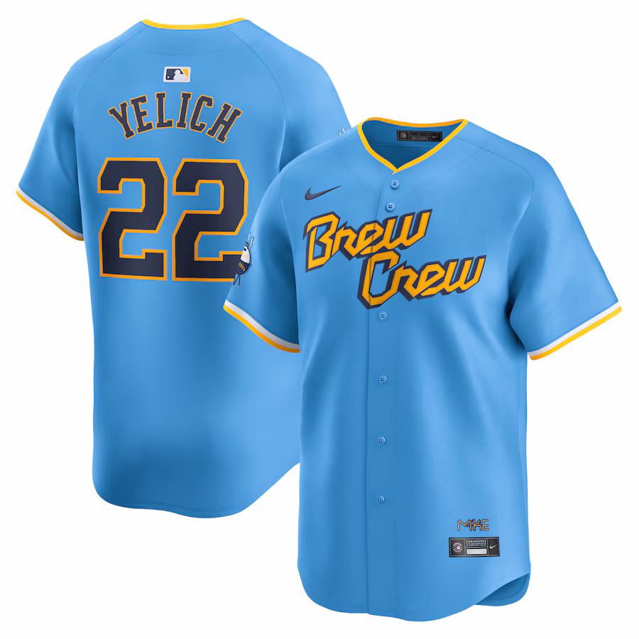 Men's Milwaukee Brewers Christian Yelich Nike Powder Blue City Connect Limited Player Jersey - Ujersey Shop