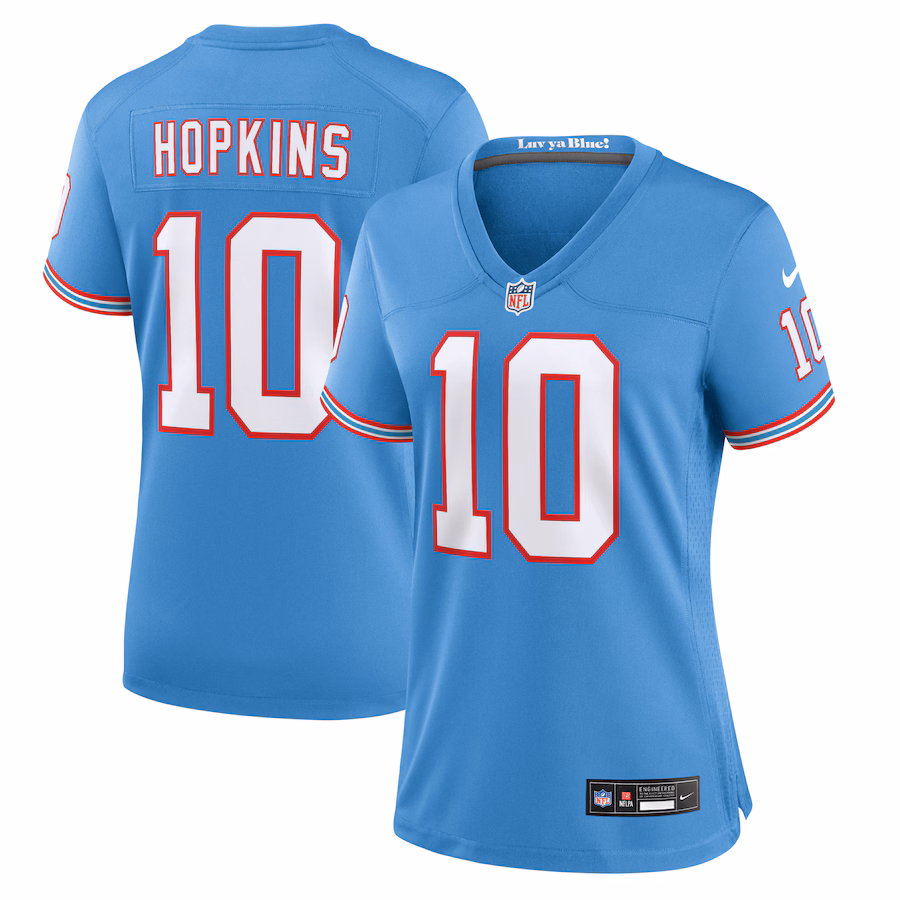 Women's Tennessee Titans DeAndre Hopkins Nike Light Blue Oilers Throwback Player Game Jersey - Ujersey Shop
