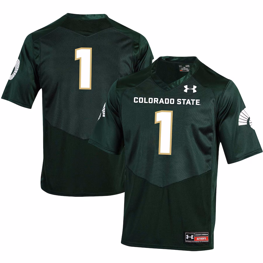 Men's Under Armour #1 Green Colorado State Rams Replica Football Jersey - Ujersey Shop