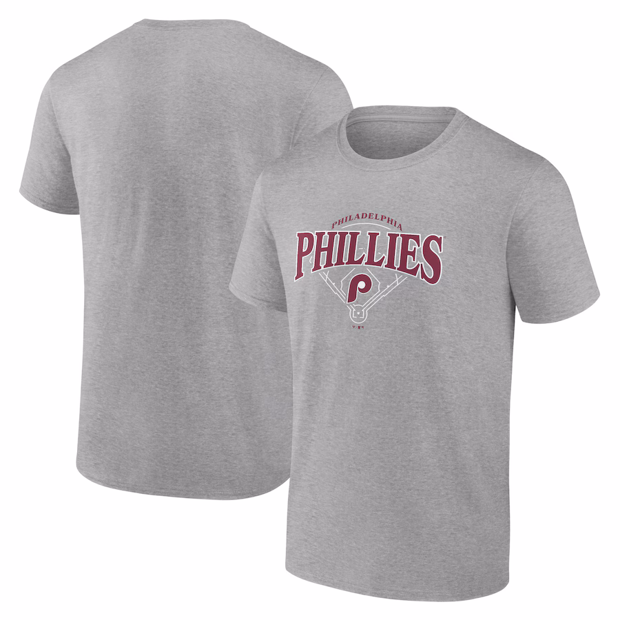 Men's Philadelphia Phillies Heather Gray Home Field T-Shirt - Ujersey Shop