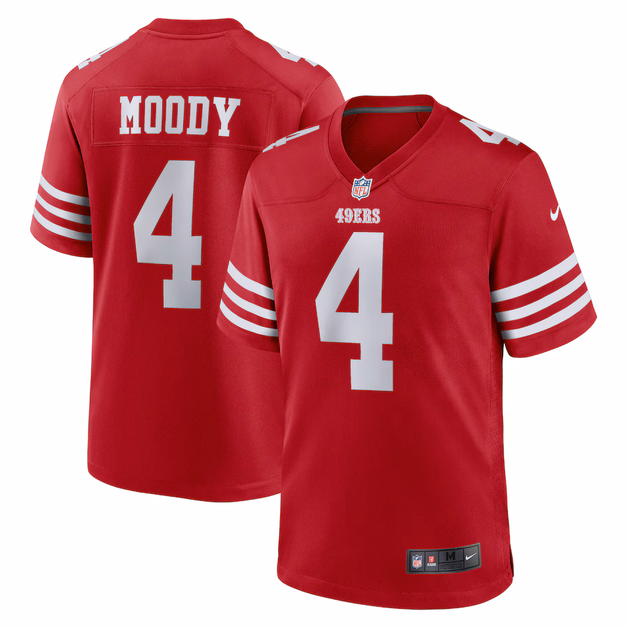 Men's San Francisco 49ers Jake Moody Nike Scarlet Team Game Jersey - Ujersey Shop