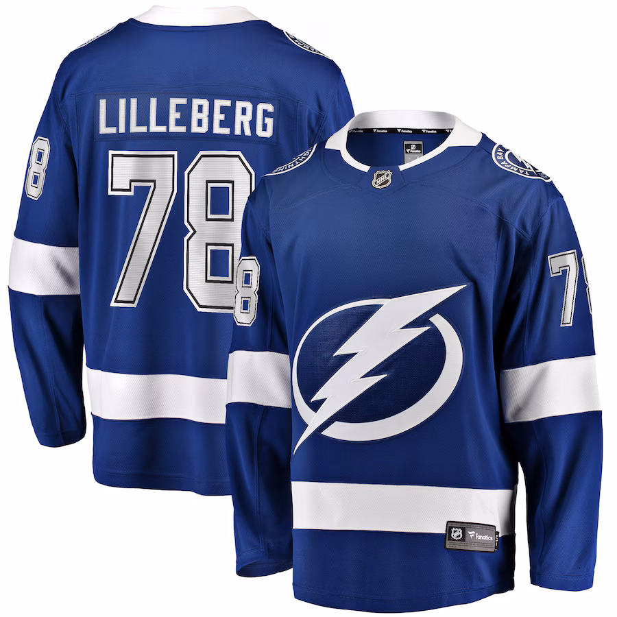 Men's Tampa Bay Lightning Emil Lilleberg Fanatics Blue Home Premier Breakaway Player Jersey - Ujersey Shop