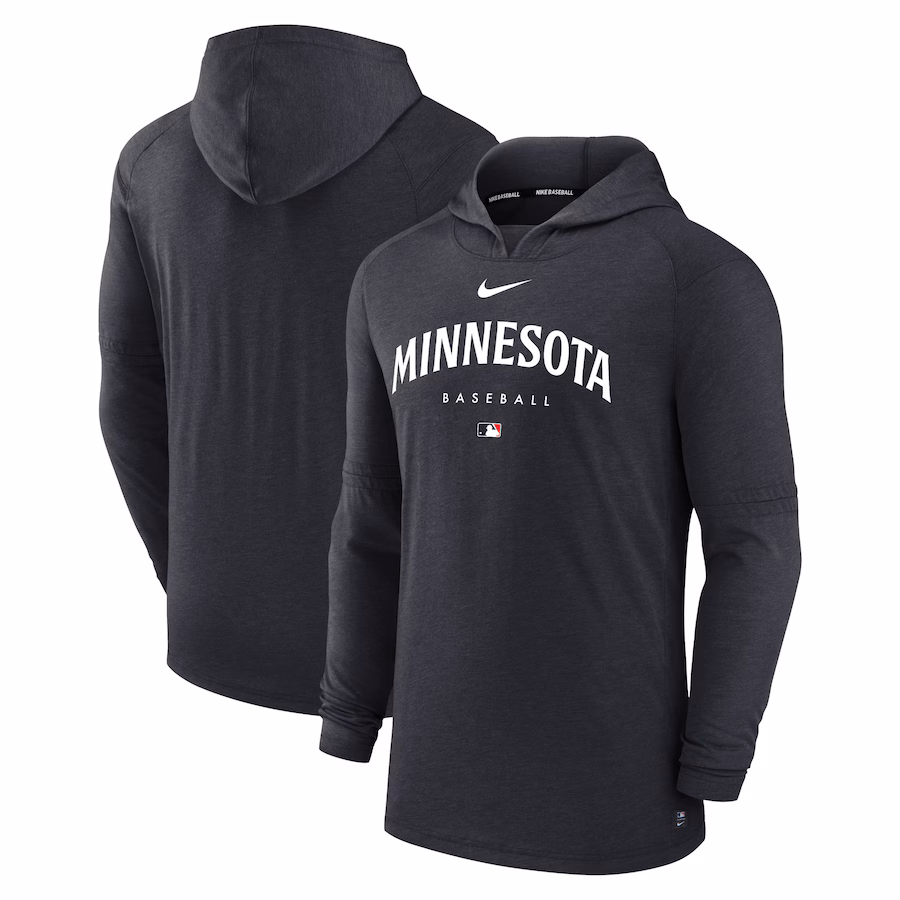Men's Minnesota Twins Nike Heather Navy Authentic Collection Early Work Tri-Blend Performance Pullover Hoodie - Ujersey Shop