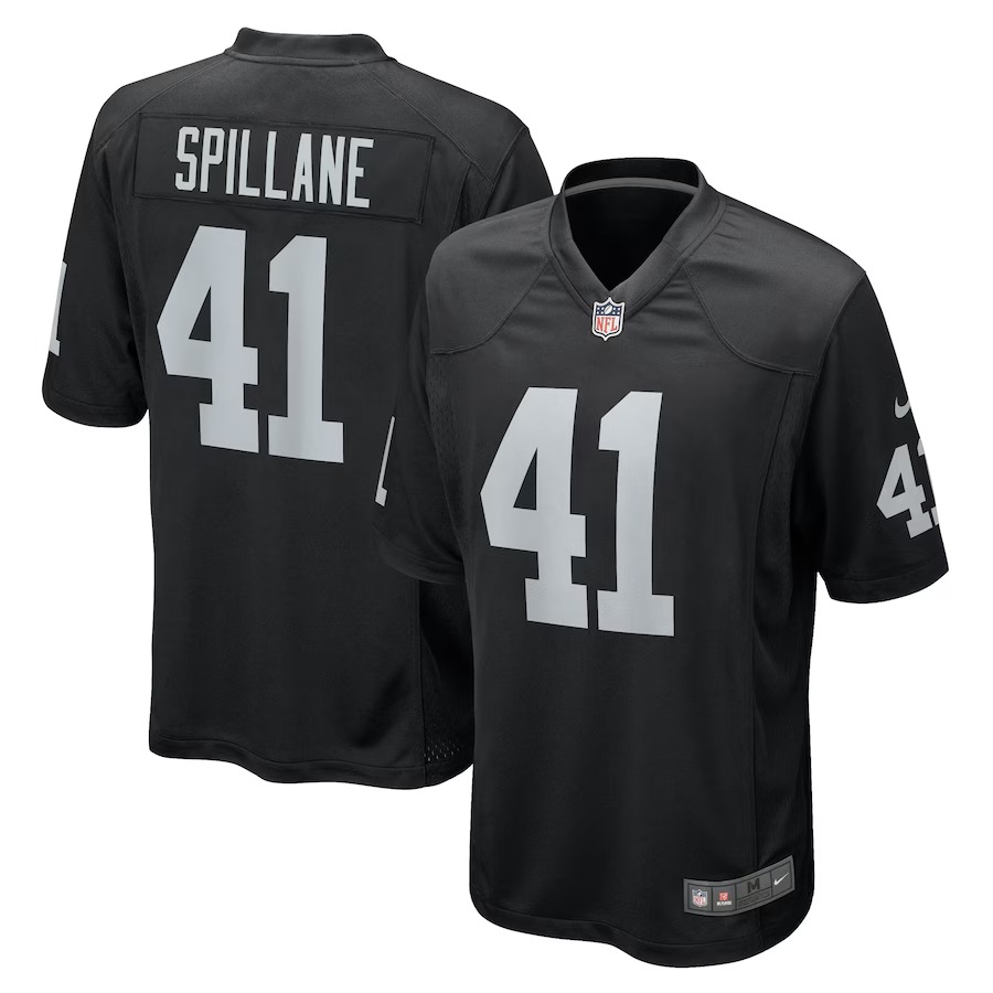 Men's Las Vegas Raiders Robert Spillane Nike Black Game Player Jersey - Ujersey Shop