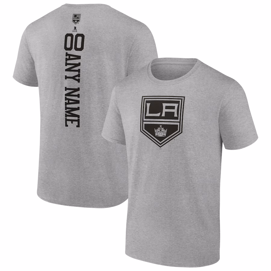 Men's Los Angeles Kings Heather Gray Personalized Name & Number T-Shirt - Ujersey Shop