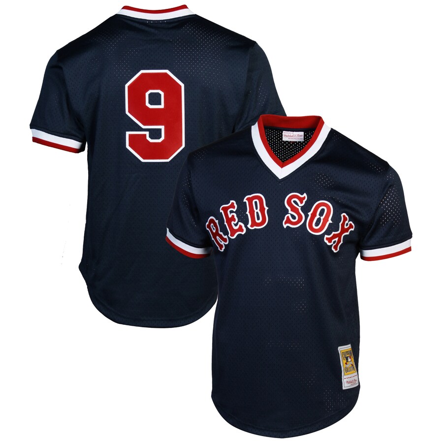 Mitchell & Ness Ted Williams Boston Red Sox 1990 Authentic Cooperstown Collection Batting Practice Jersey - Navy Blue - Ujersey Shop
