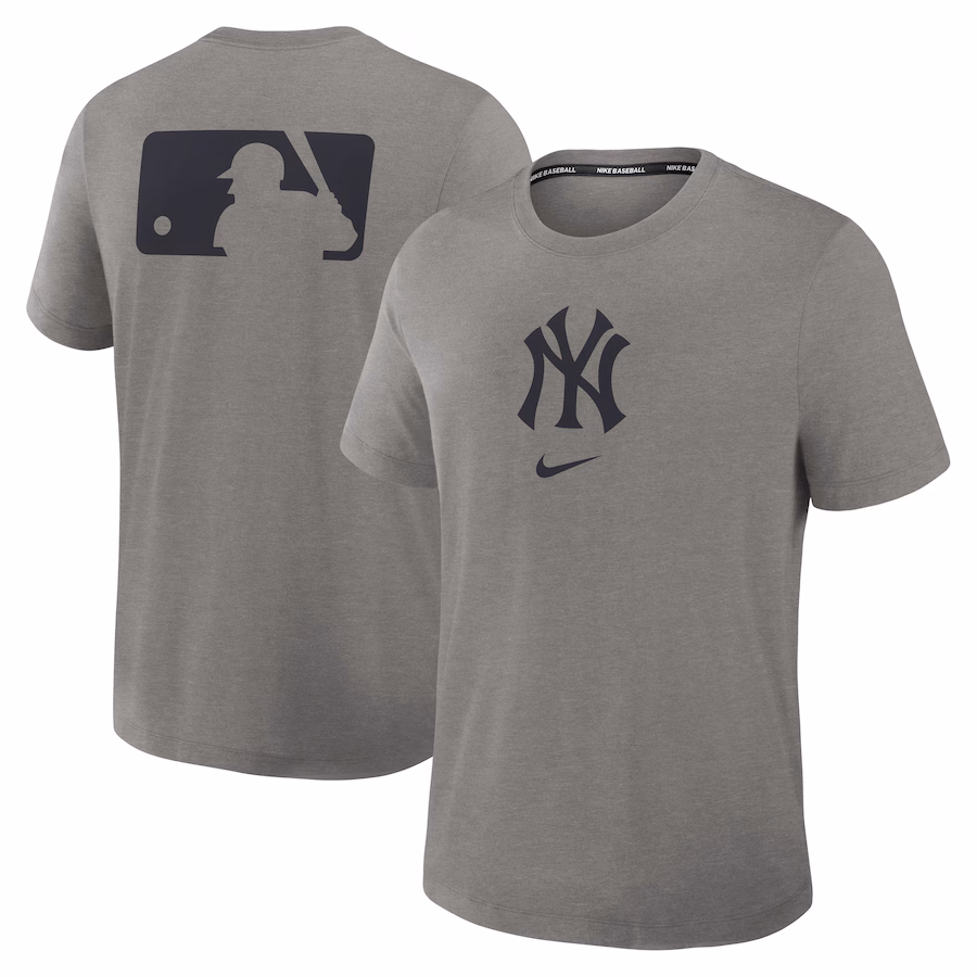 Men's New York Yankees Nike Heather Charcoal Authentic Collection Early Work Tri-Blend Performance T-Shirt - Ujersey Shop
