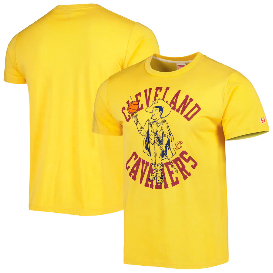 Unisex Cleveland Cavaliers Homage Gold Team Mascot Tri-Blend T-Shirt - Ujersey Shop