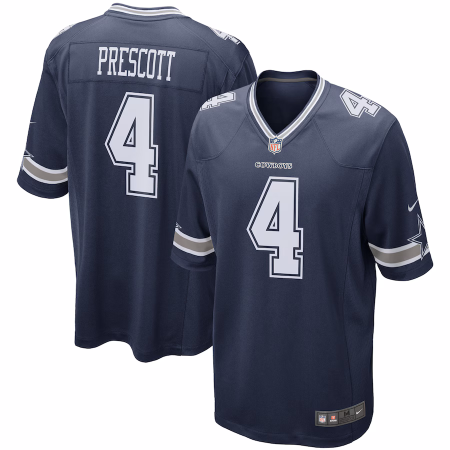 Men's Dallas Cowboys Dak Prescott Nike Navy Game Team Jersey - Ujersey Shop