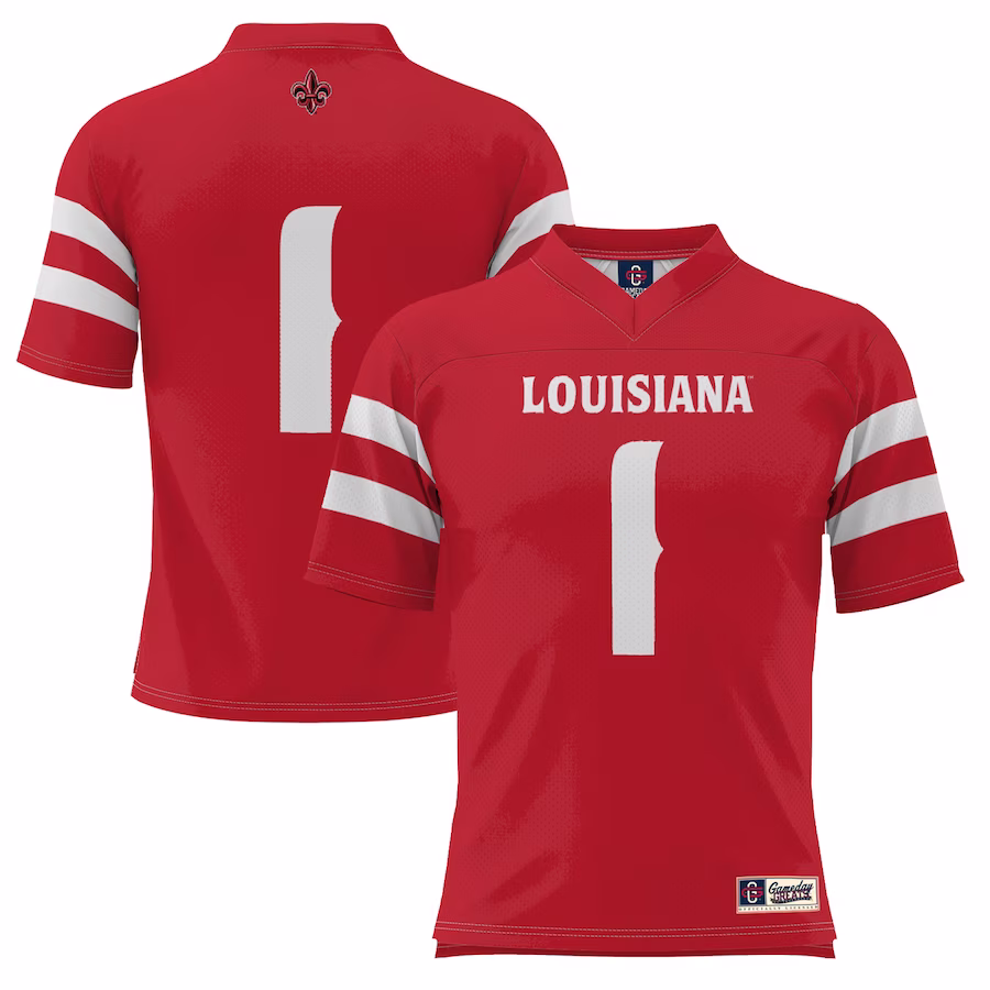 #1 Louisiana Ragin' Cajuns GameDay Greats Football Jersey - Red - Ujersey Shop