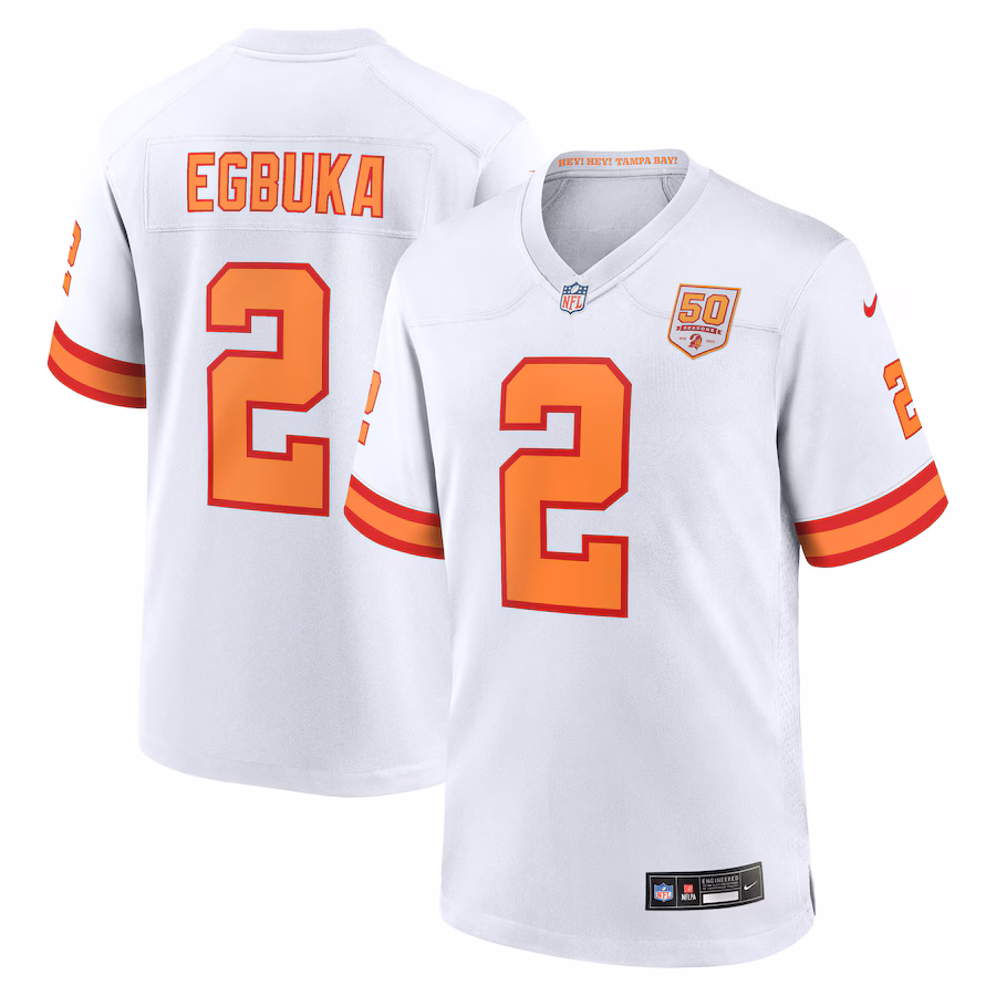 Men's '76 Tampa Bay Buccaneers Emeka Egbuka Nike White Alternate 50th Season Game Jersey - Ujersey Shop