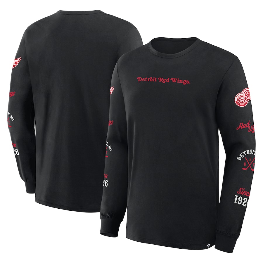 Men's Detroit Red Wings Fanatics Black Boxed In Legacy Long Sleeve T-Shirt - Ujersey Shop