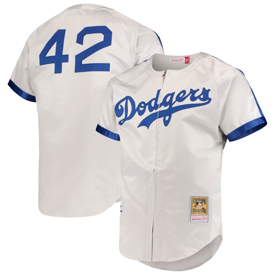 Men's Brooklyn Dodgers Jackie Robinson Mitchell & Ness Gray Cooperstown Collection Authentic Jersey - Ujersey Shop