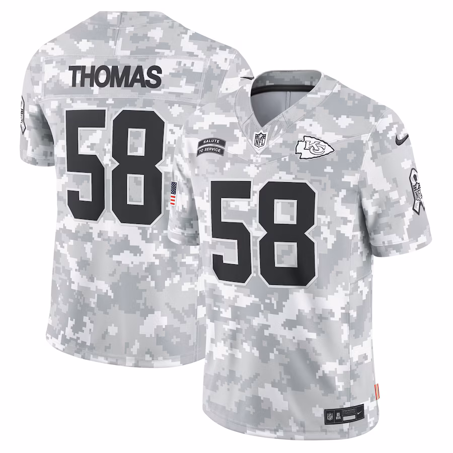 Men's Kansas City Chiefs Derrick Thomas Nike Arctic Camo 2024 Salute to Service Retired Player Limited Jersey - Ujersey Shop