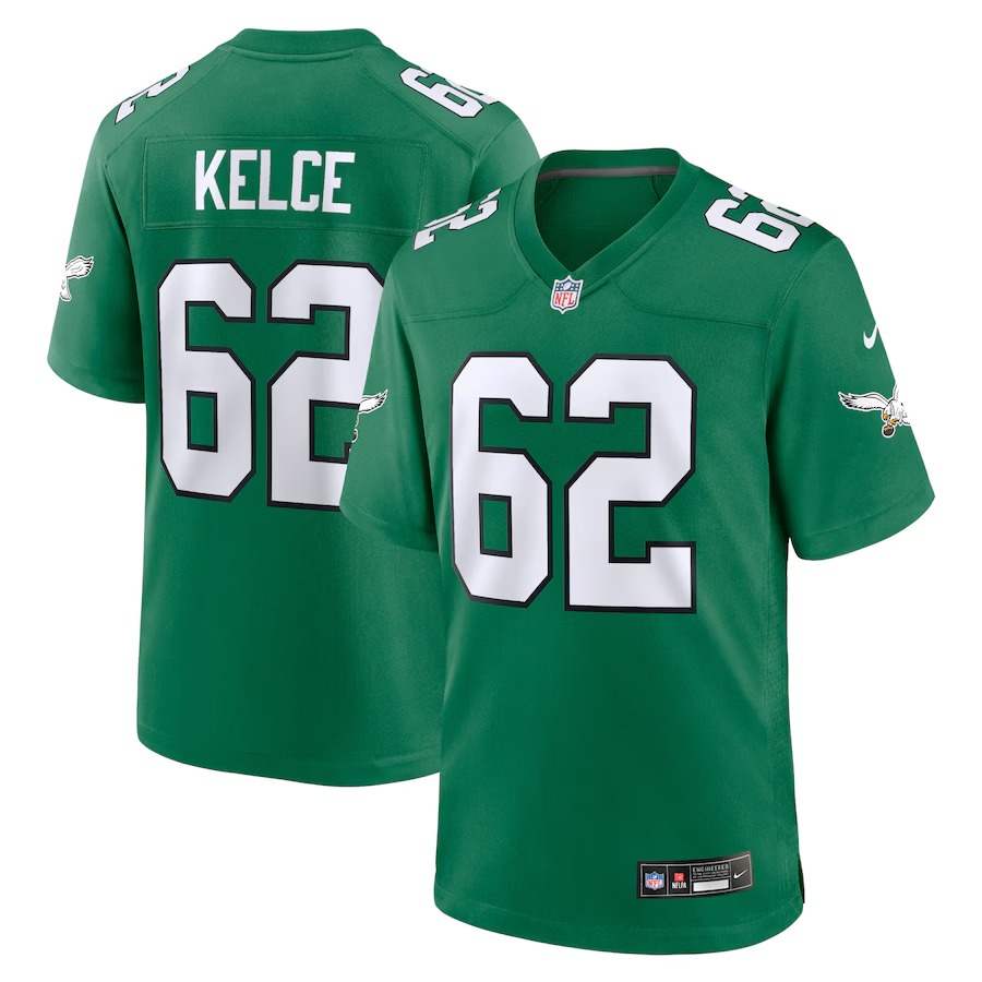 Men's Philadelphia Eagles Jason Kelce Nike Kelly Green Alternate Game Player Jersey - Ujersey Shop