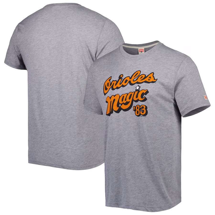 Men's Baltimore Orioles Homage Gray Hyper Local Tri-Blend T-Shirt - Ujersey Shop