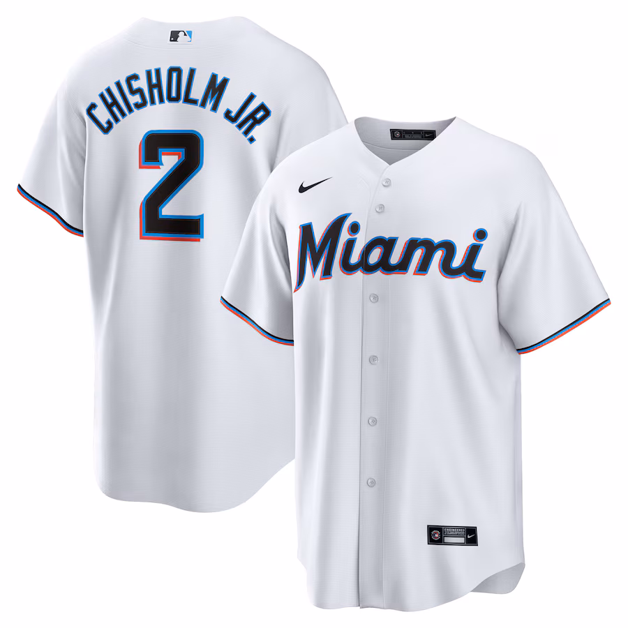 Men's Miami Marlins Jazz Chisholm Jr. Nike White 2024 Home Replica Jersey - Ujersey Shop