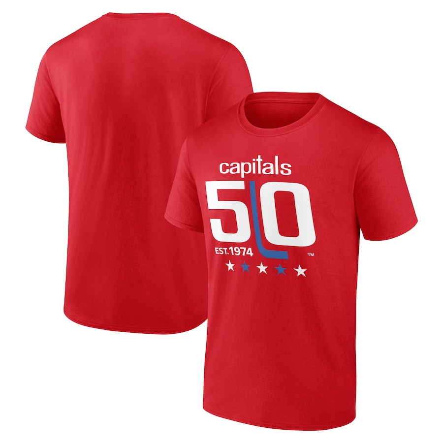 Men's Washington Capitals Red 50th Anniversary T-Shirt - Ujersey Shop