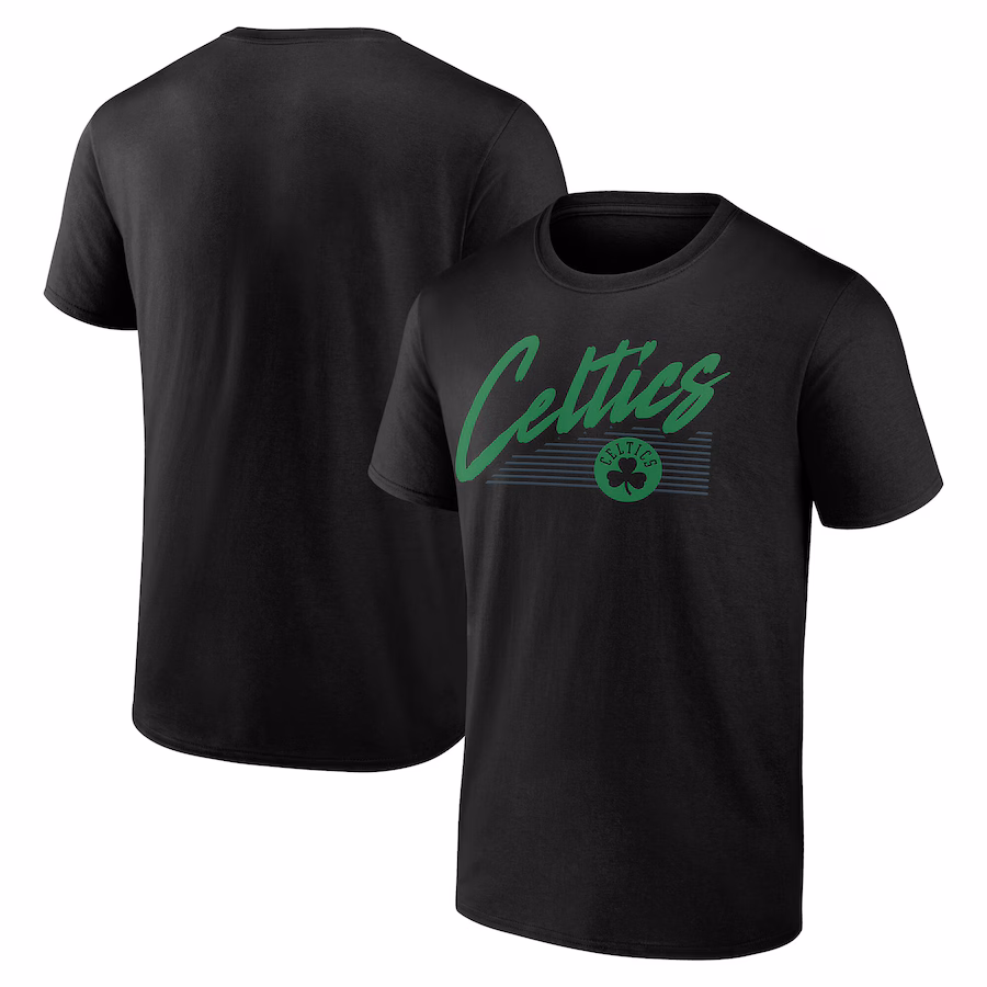 Men's Boston Celtics Black Color Block Slant T-Shirt - Ujersey Shop