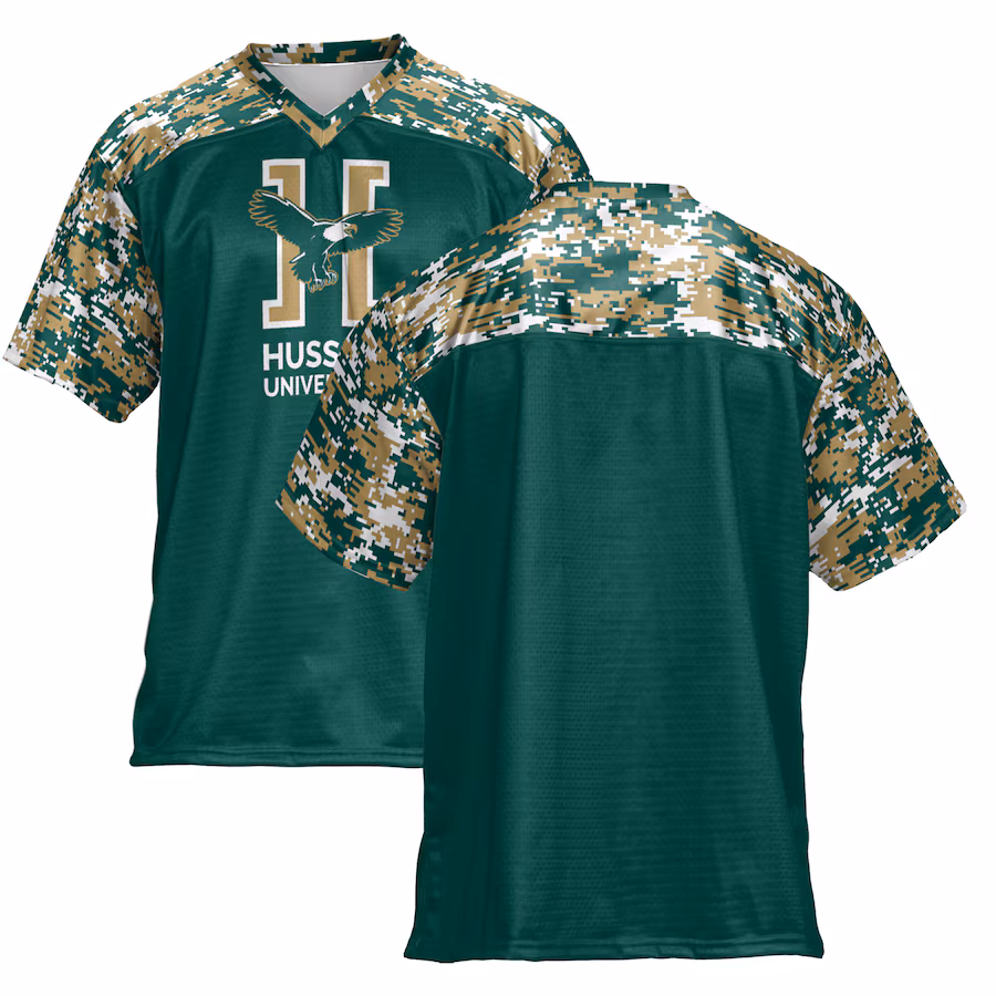 Men's ProSphere Green Husson University Eagles Camo Football Jersey - Ujersey Shop