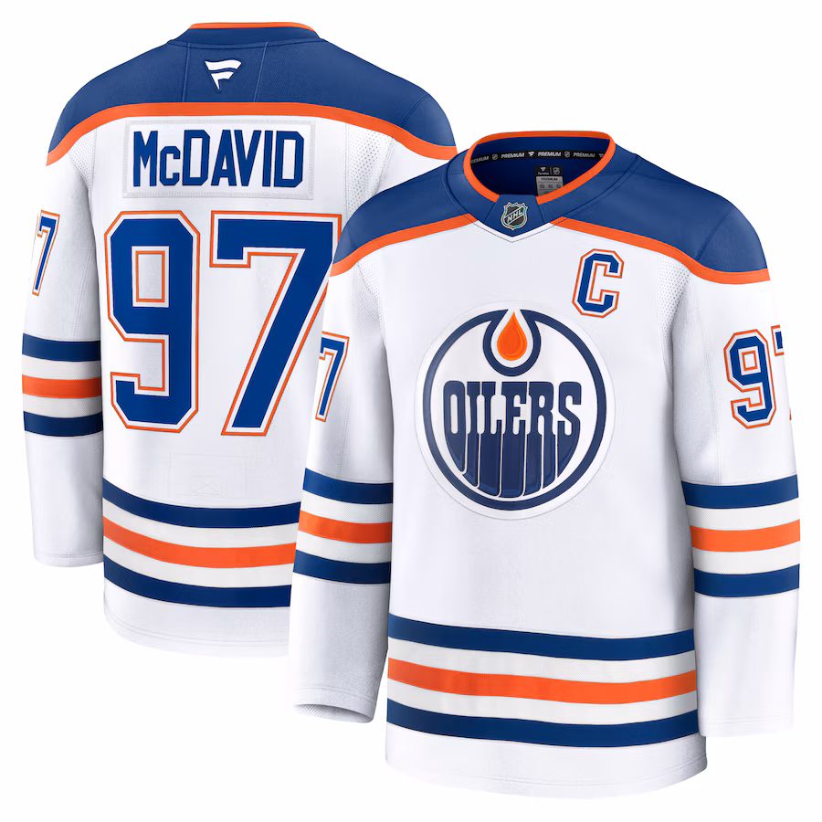 Men's Edmonton Oilers Connor McDavid Fanatics White Away Premium Jersey - Ujersey Shop