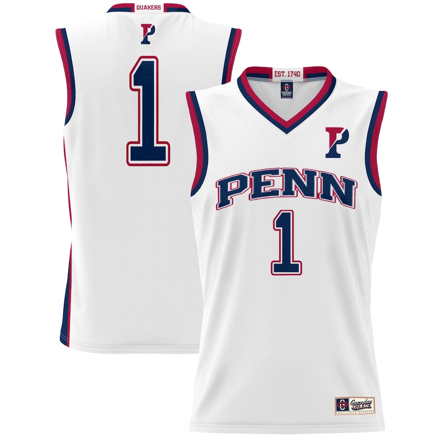 Unisex GameDay Greats #1 White Pennsylvania Quakers Lightweight Basketball Jersey - Ujersey Shop