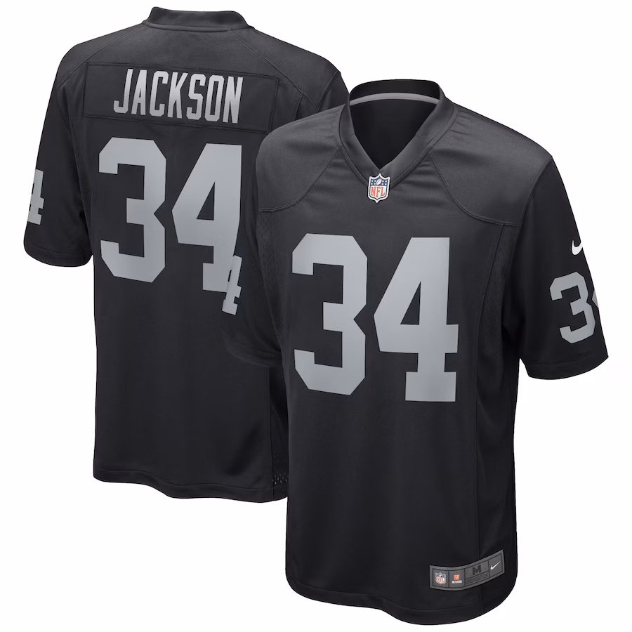 Men's Las Vegas Raiders Bo Jackson Nike Black Game Retired Player Jersey - Ujersey Shop