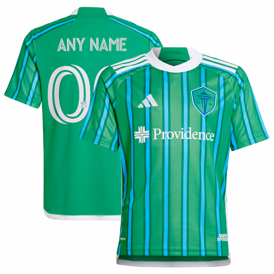 Youth Seattle Sounders FC  adidas Green 2024 The Anniversary Kit Replica Custom Jersey - Ujersey Shop
