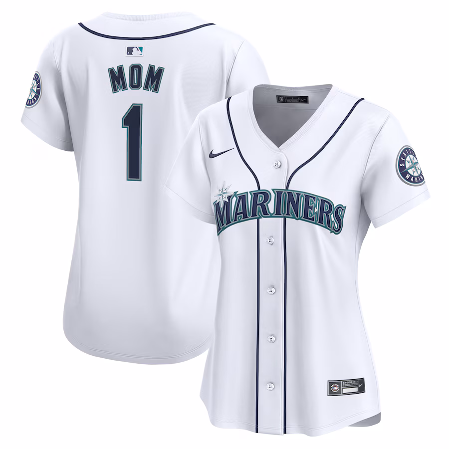 Women's Seattle Mariners Nike White #1 Mom Home Limited Jersey - Ujersey Shop
