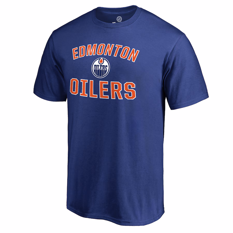 Men's Edmonton Oilers Royal Victory Arch T-Shirt - Ujersey Shop
