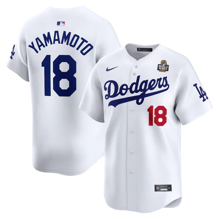 Men's Los Angeles Dodgers Yoshinobu Yamamoto Nike White 2024 World Series Home Limited Player Jersey - Ujersey Shop