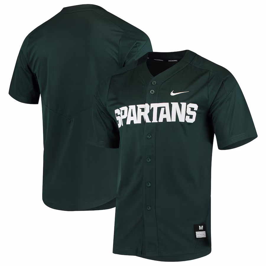 Men's Nike Green Michigan State Spartans Vapor Untouchable Elite Full-Button Replica Baseball Jersey - Ujersey Shop