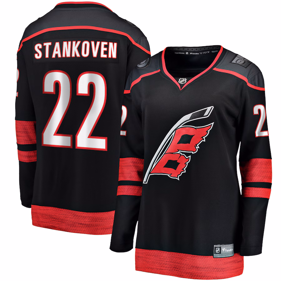 Women's Carolina Hurricanes Logan Stankoven Fanatics Black Home Breakaway Player Jersey - Ujersey Shop