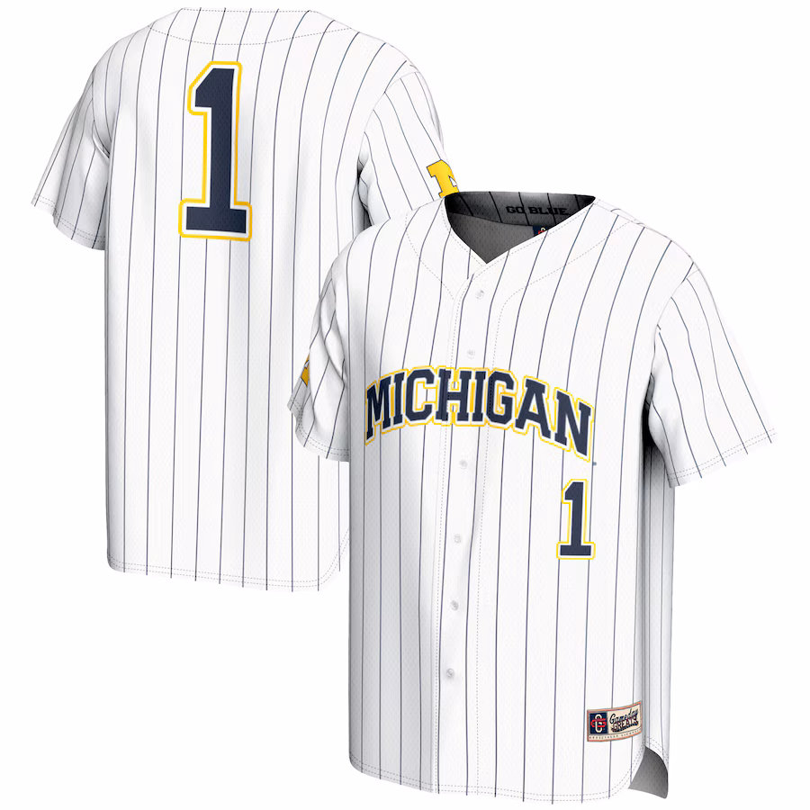 Men's GameDay Greats #1 White Michigan Wolverines Lightweight Baseball Fashion Jersey - Ujersey Shop