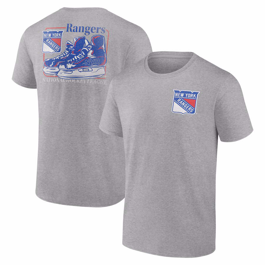 Men's New York Rangers Heather Gray Glory Skates T-Shirt - Ujersey Shop