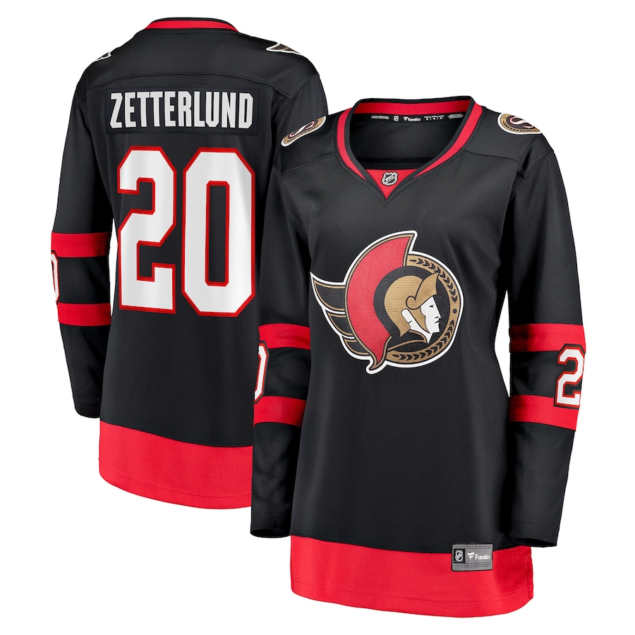 Women's Ottawa Senators Fabian Zetterlund Fanatics Black Home Breakaway Player Jersey - Ujersey Shop