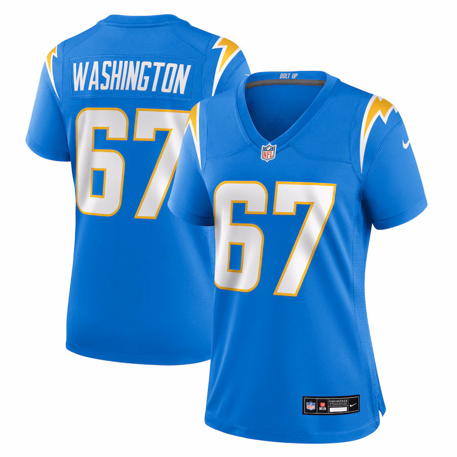 Women's Los Angeles Chargers Savion Washington Nike Powder Blue Team Game Jersey - Ujersey Shop